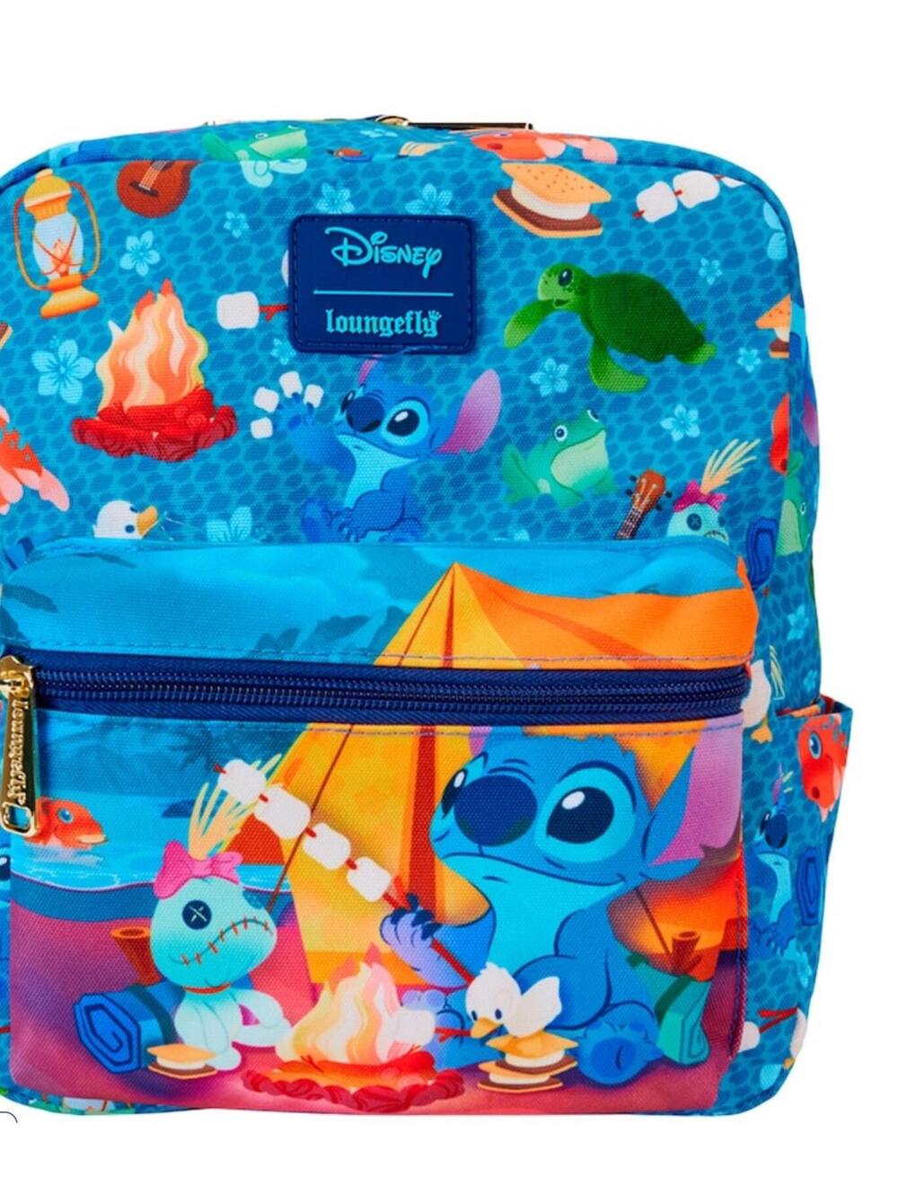 LOUNGEFLY DISNEY STITCH CAMPING CUTIES AOP NYLON MINI BACKBACK NWT